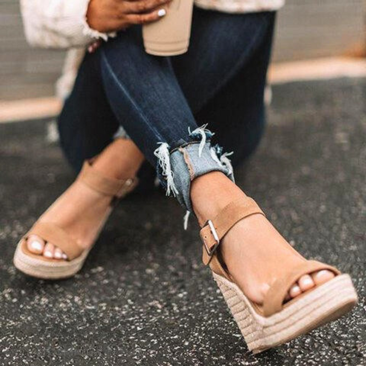 Women's Casual T-Strap Wedge Sandals