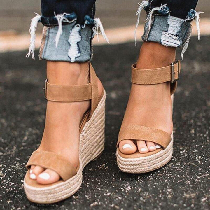 Women's Casual T-Strap Wedge Sandals