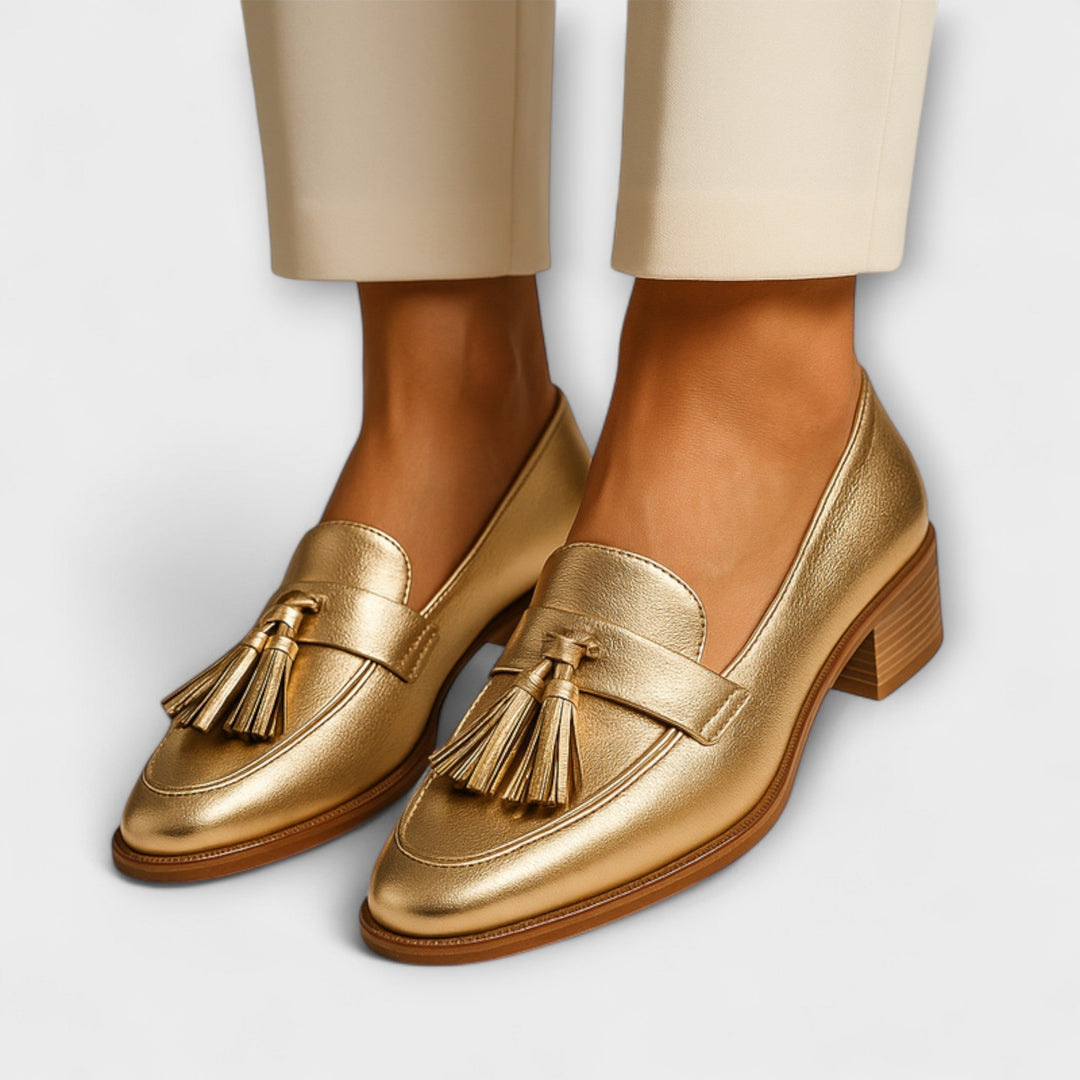 Women's Golden Moccasins