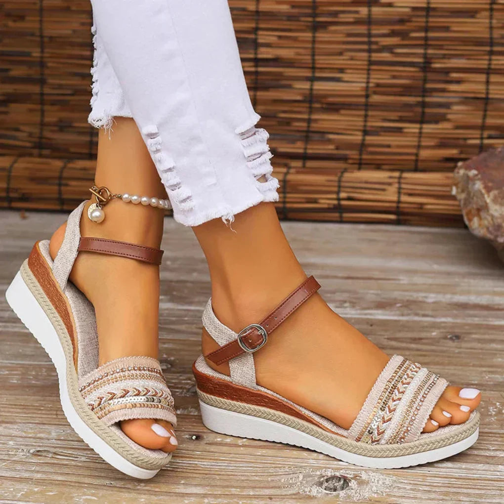 Bohemian-Inspired Wedge Sandals for Women