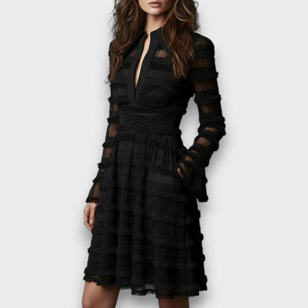 Parisa | Elegant Sheer Detail Midi Dress