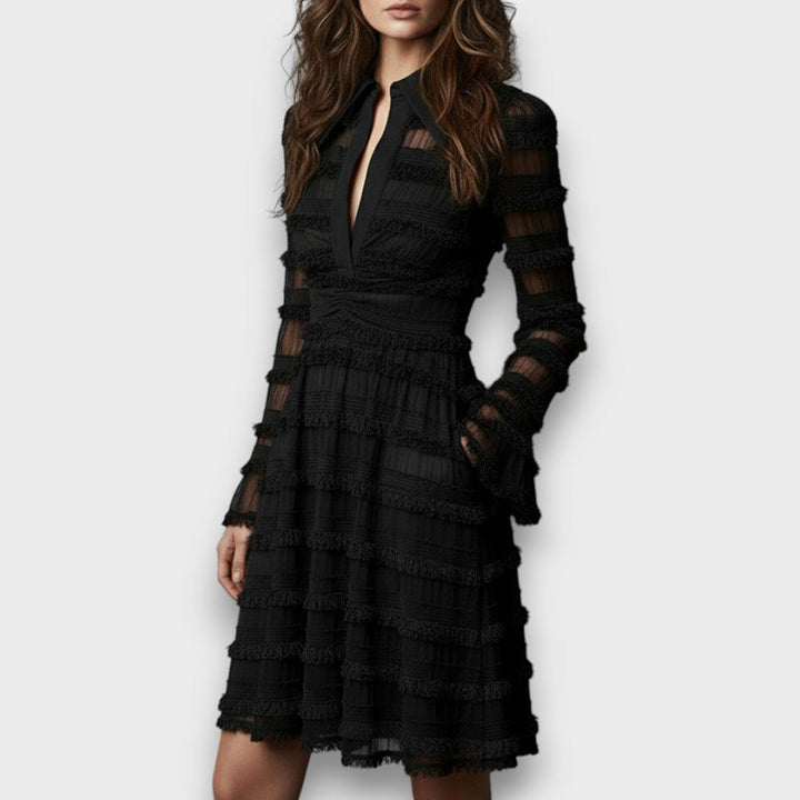 Parisa | Elegant Sheer Detail Midi Dress