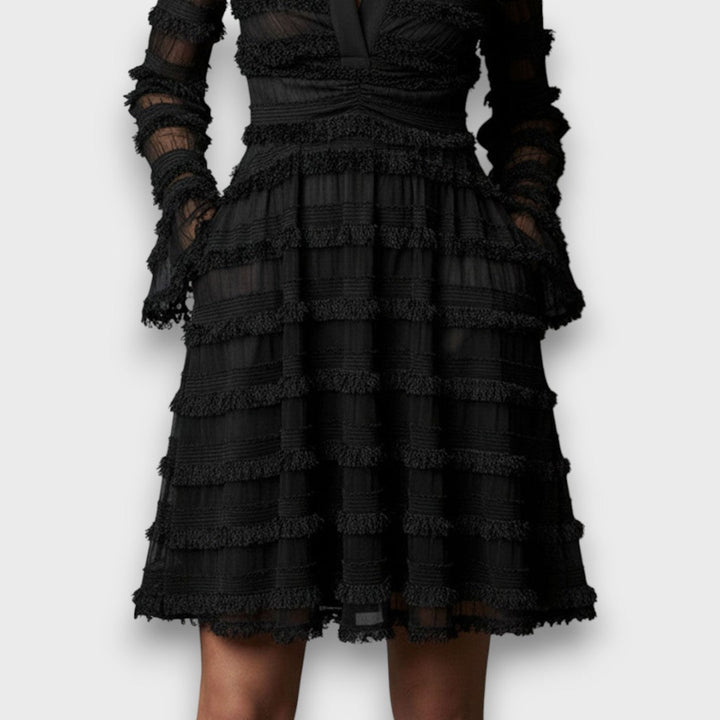 Parisa | Elegant Sheer Detail Midi Dress