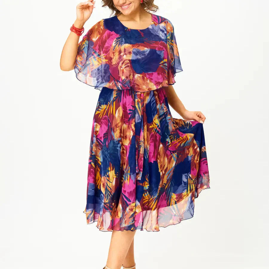 Elena™ | Vibrant Flow Midi Dress
