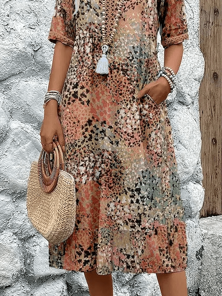 Eliza™ | Floral Heritage Midi Dress