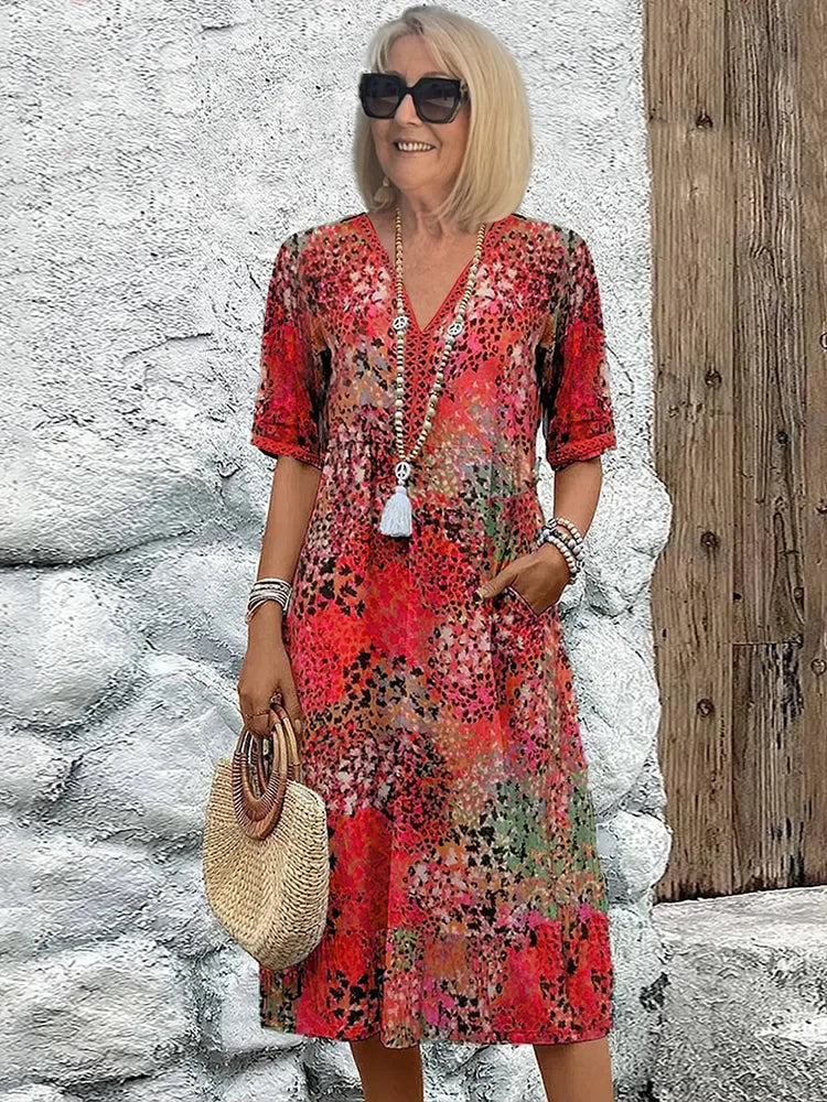 Eliza™ | Floral Heritage Midi Dress