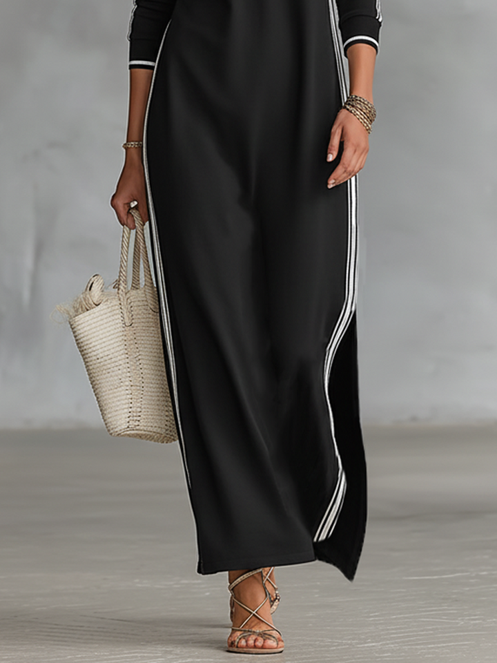 Sweat Maxi Dress with Button Collar