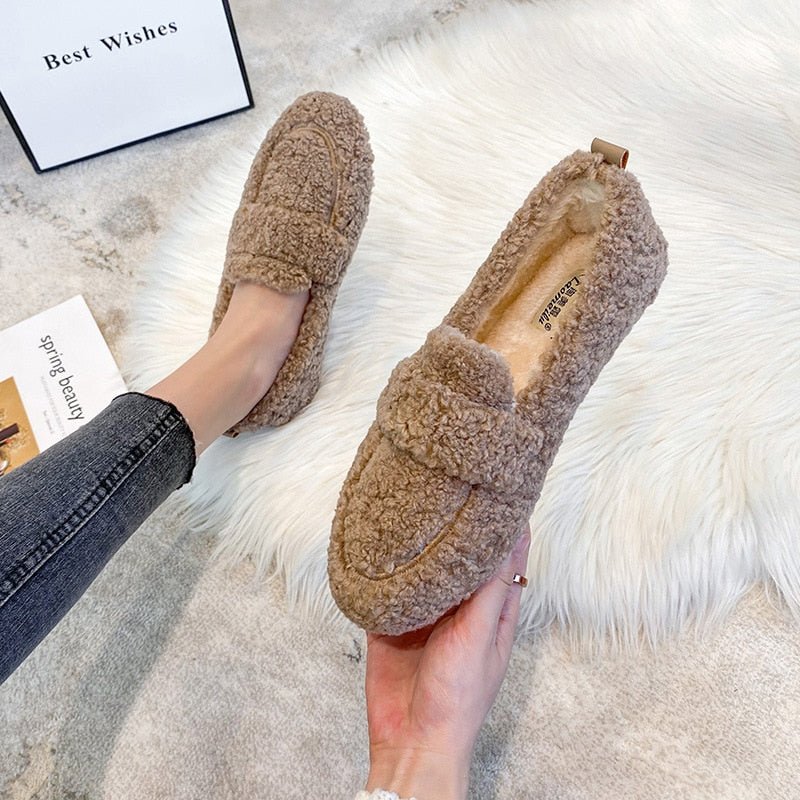 Women's Cozy Sherpa Loafers | Faux Fur Lined | Non-Slip Rubber Sole | Multicolour